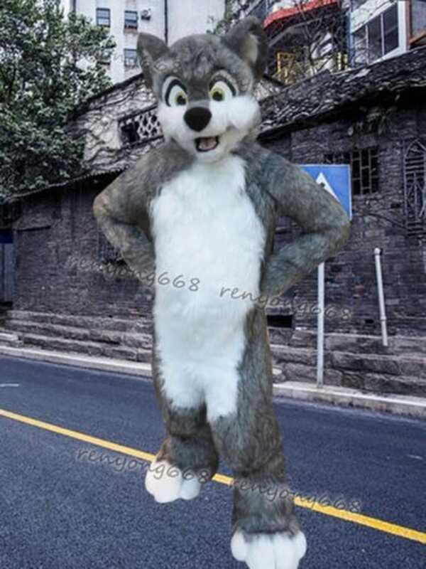 Fur Husky Long Dog Fox Mascot Costume Fursuit Furry Suit Cosplay ...