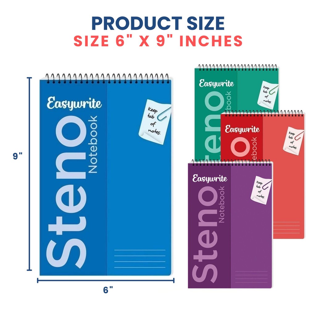 Cozyhome Steno Notebook Spiral Bound Top Flip Notepad 6x9 Inches, 60 ...