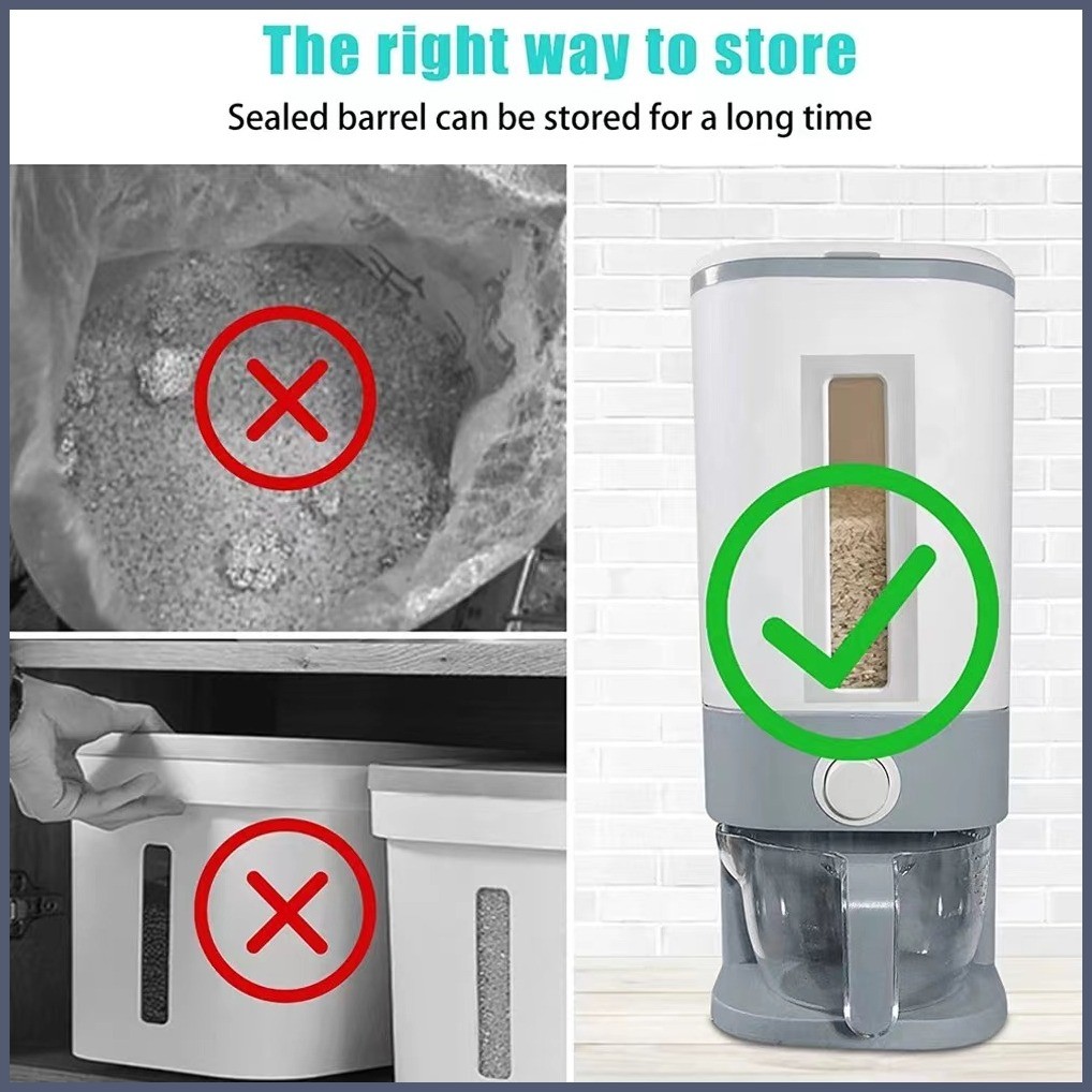 Rice Bucket Rice Box Rice Dispenser Rice Tank Storage with measuring ...