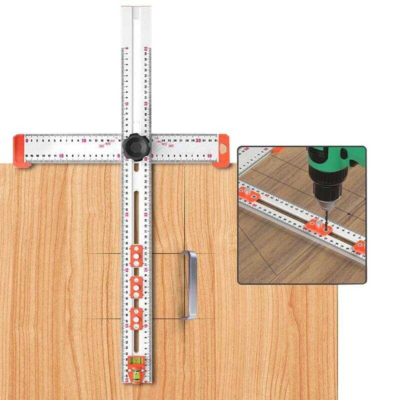 Wooorking 2-in-1 Punching Positioning Ruler T-Shaped Ruler ...