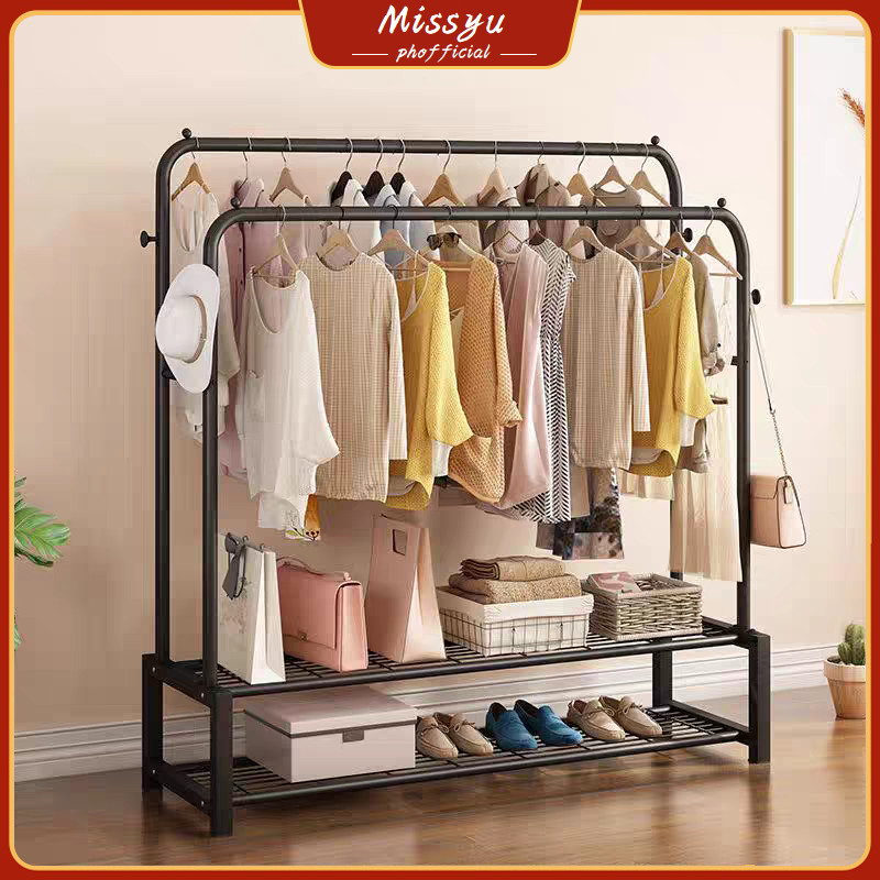 CODBig Double Pole Type Drying Rack Wardrobe Rack Hanger Hanging ...