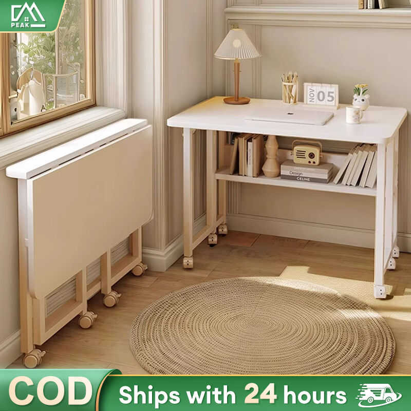 Removable Study Table Folding Computer Table 2-Layer With Wheels ...