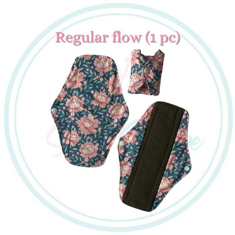 Regular Flow Washable Reusable Menstrual Pads [Bamboo Charcoal] 6C1 ...