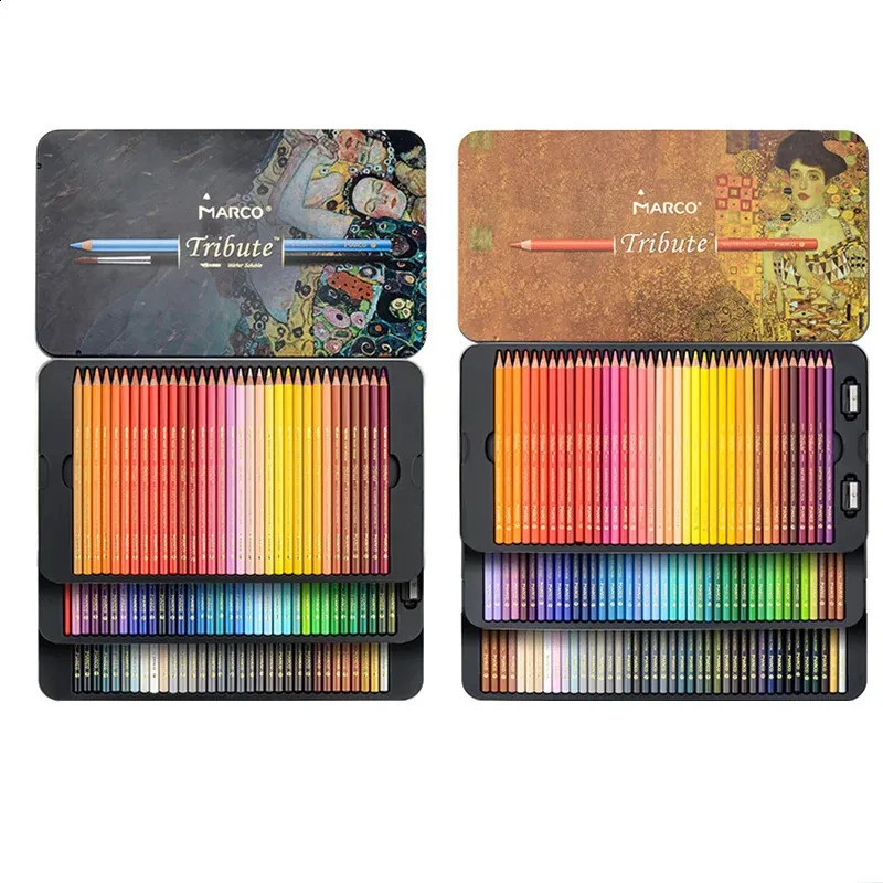 Marco Tribute MASTERS 120 Oil Pencil Drawing Set 100 Watercolor Soft ...