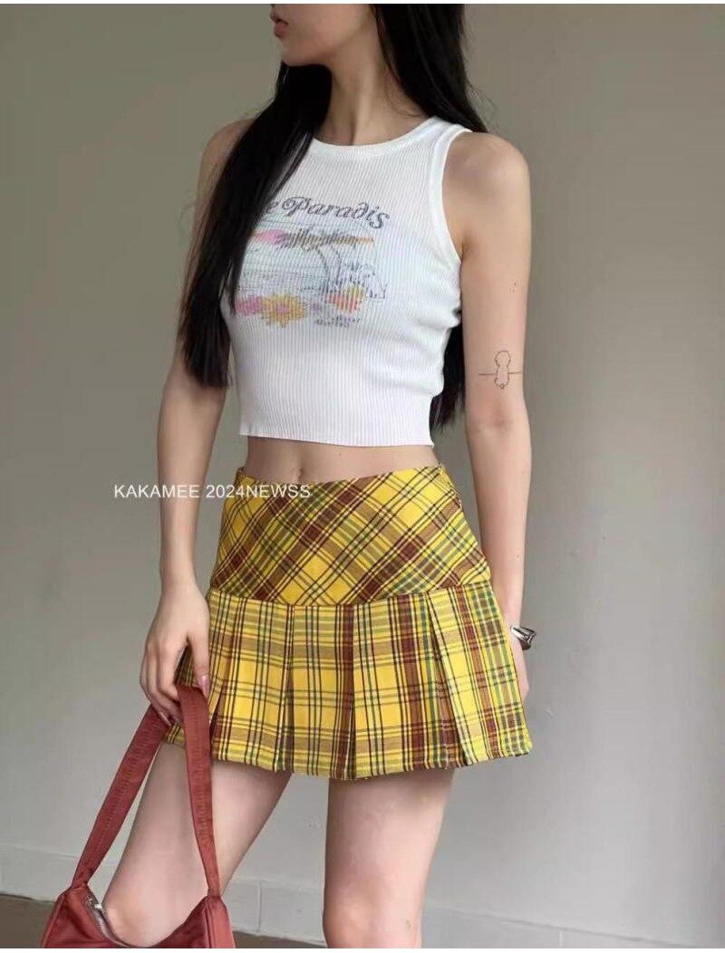 DAMENER Plaid Pleated Skirt Mini Palda For Women Party Skort With ...