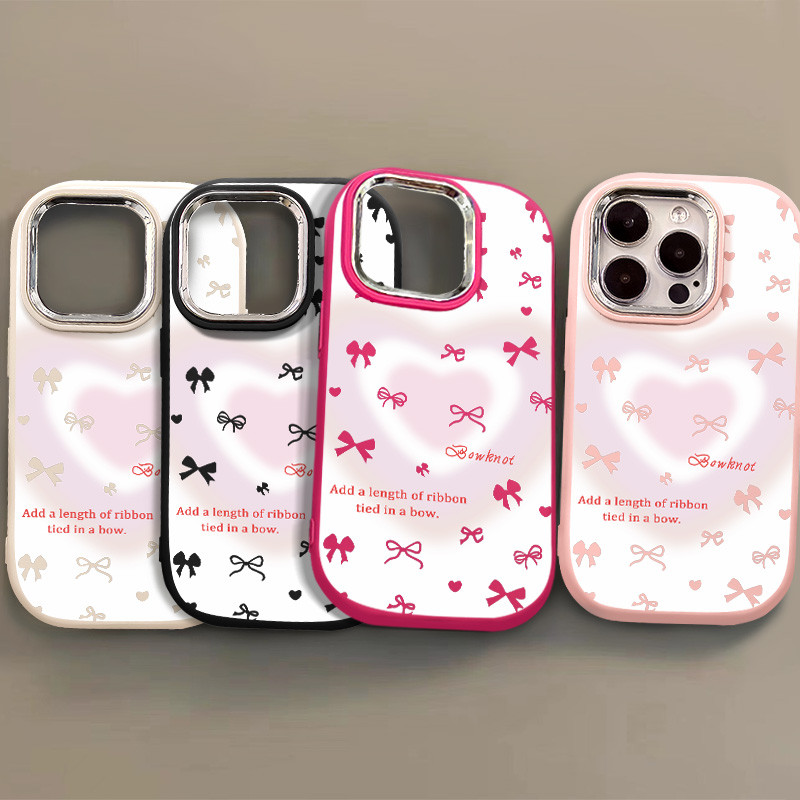 White Bottom Pink Love Heart Pattern IPhone Case 16 11 14 15 13 12 Pro