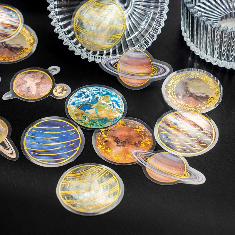 Journamm PET stickers with moon and planet designs for decorating ...