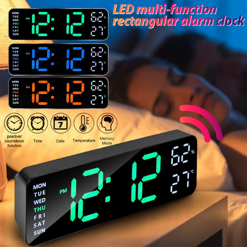 Large Screen Memory Electronic Clock LED Digital Time Date Display