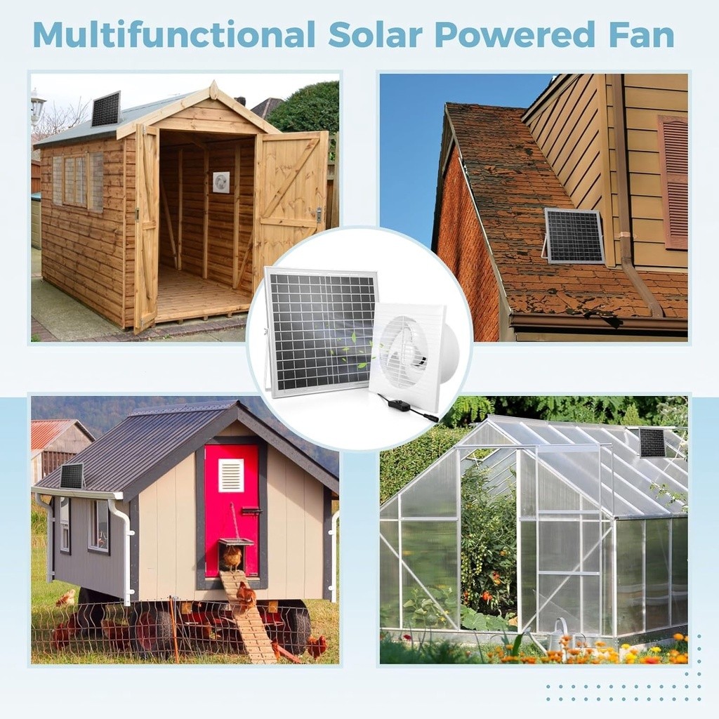 DC Solar Powered Air Fan Mini Exhaust Fan 4 Inch With On/Off Switch For