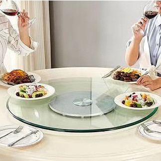 ♞Tempered rotating glass table top with base dining table glass ...