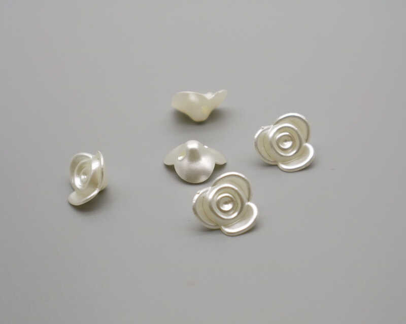 LY Imitation Pearl Button Resin Rose Flower Shape Pearl High Foot ...