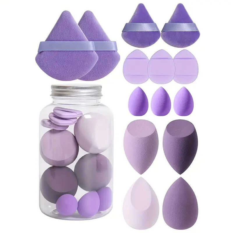 14Pcs Set With Storage Jar Latex-Free, Makeup Sponge Finger Puff,Wet ...