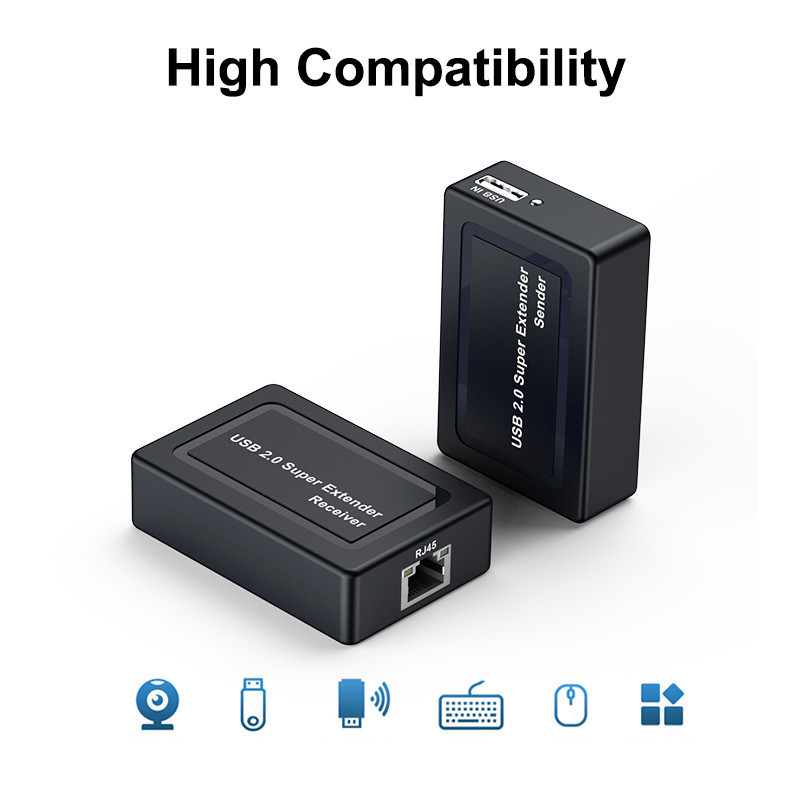 100M 2 Port USB 2.0 Network Cable Extender Via RJ45 Cat5e Cat6 Ethernet ...