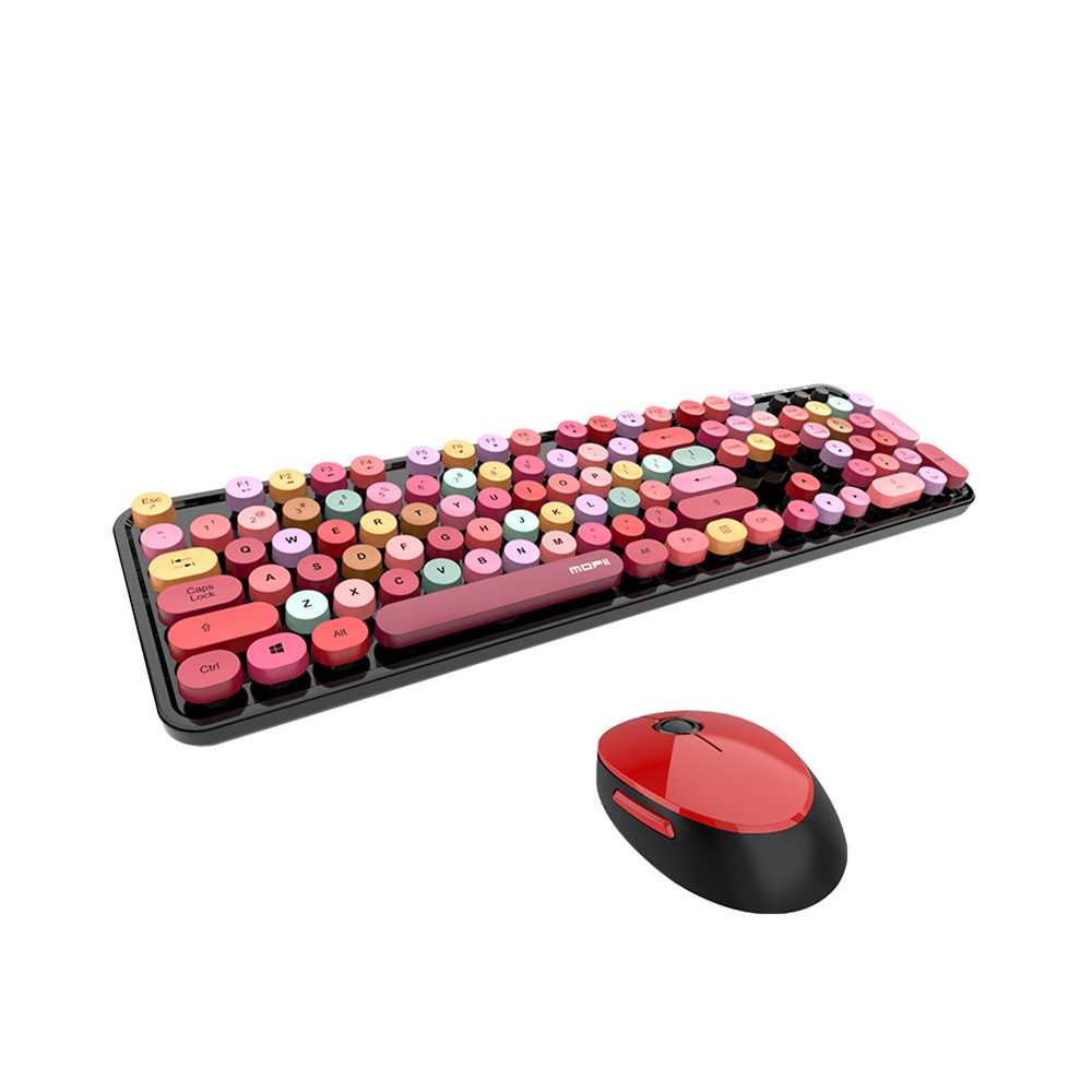 Mofii Sweet Combo Mixed Color 2.4G Wireless Keyboard Mouse Set Circular