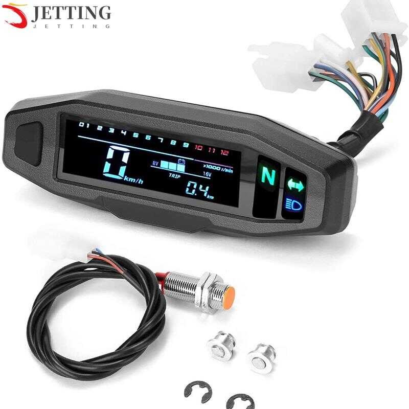 ZXH Motorcycle Speedometer Meter Universal LCD Digital Odometer Counter ...