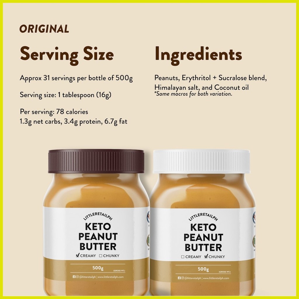 ⊕ Keto Peanut Butter (Original & Chocolate) Keto/Low Carb Approved