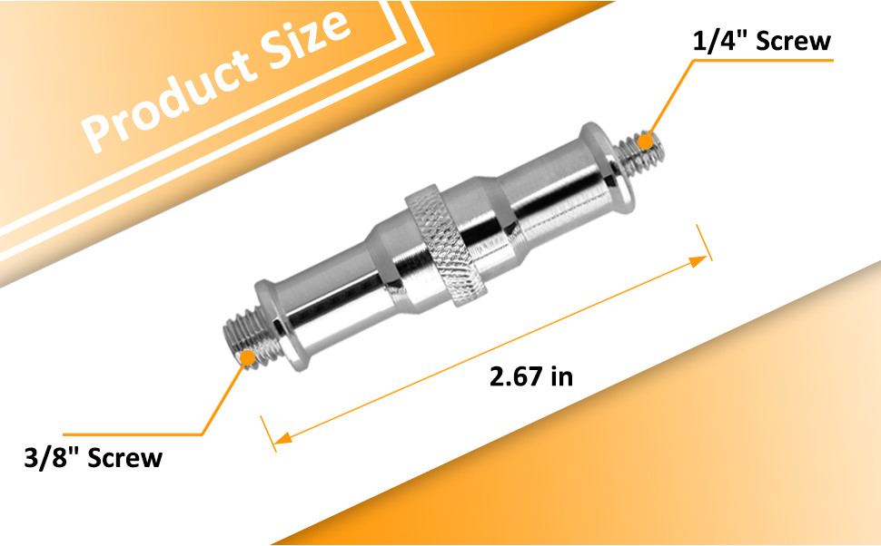 Standard Knurled 1/4 to 3/8 inch Metal Male Convertor Threaded Screw ...