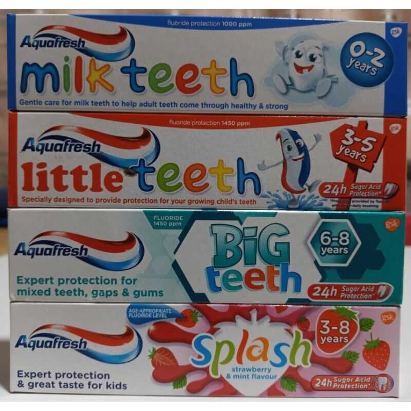 Aquafresh Milk/Little/Biig Teeth/Splash Strawberry Toothpaste 50ml ...