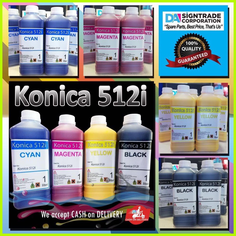Konica 512i Inks 1 Liter for Solvent Printers (Cyan, Magenta, Yellow ...