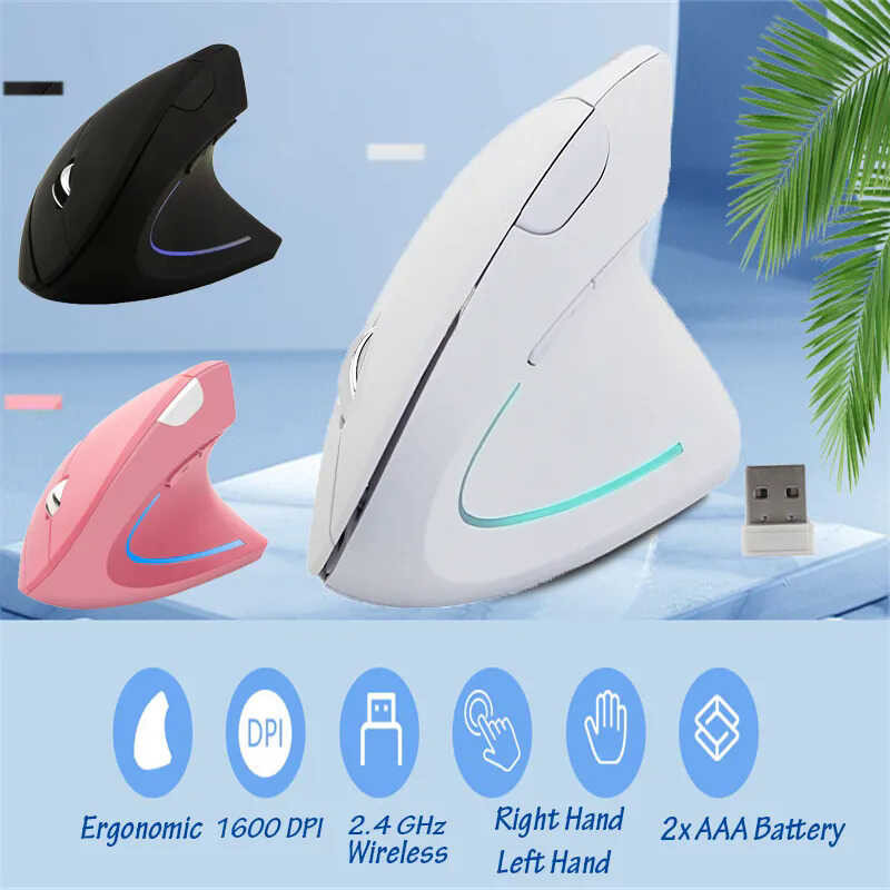 CHYI Ergonomic Vertical Mouse Wireless RGB USB Optical Mause Gaming ...