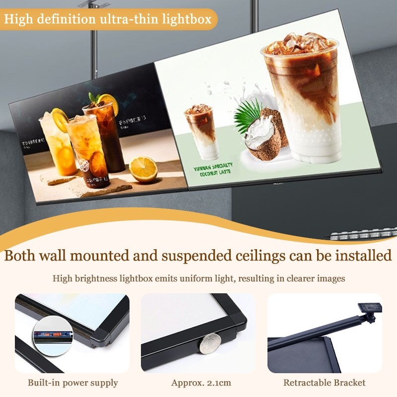 LED billboard display With telescopic boom hanging menu board display ...