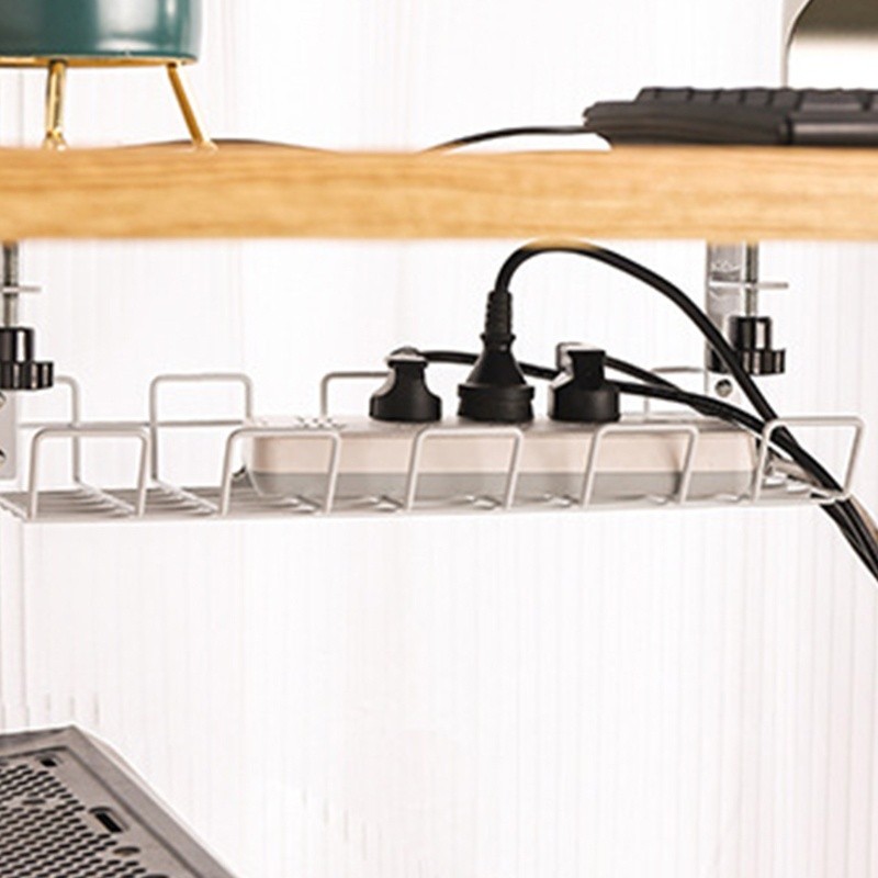 Under Table Storage Rack Cable Management Tray Desk Socket Holder Wire ...