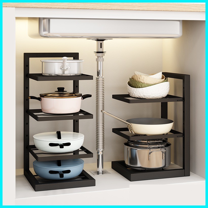 Adjustable Kitchen Rack Kitchen Pan Organizer Pot Rack Countertop ...