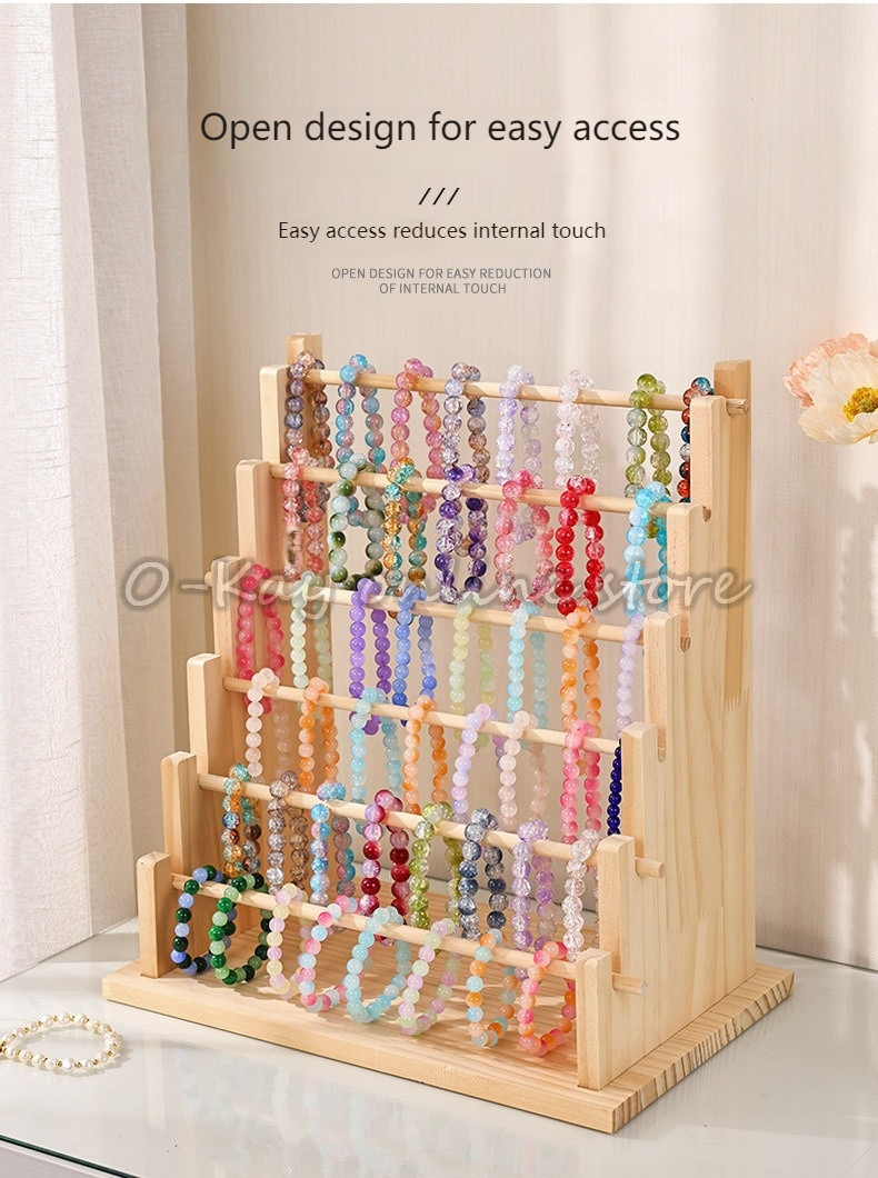 4/6 Layers Solid Wood Bracelet Shelf Jewelry Storage Rack Bracelet ...