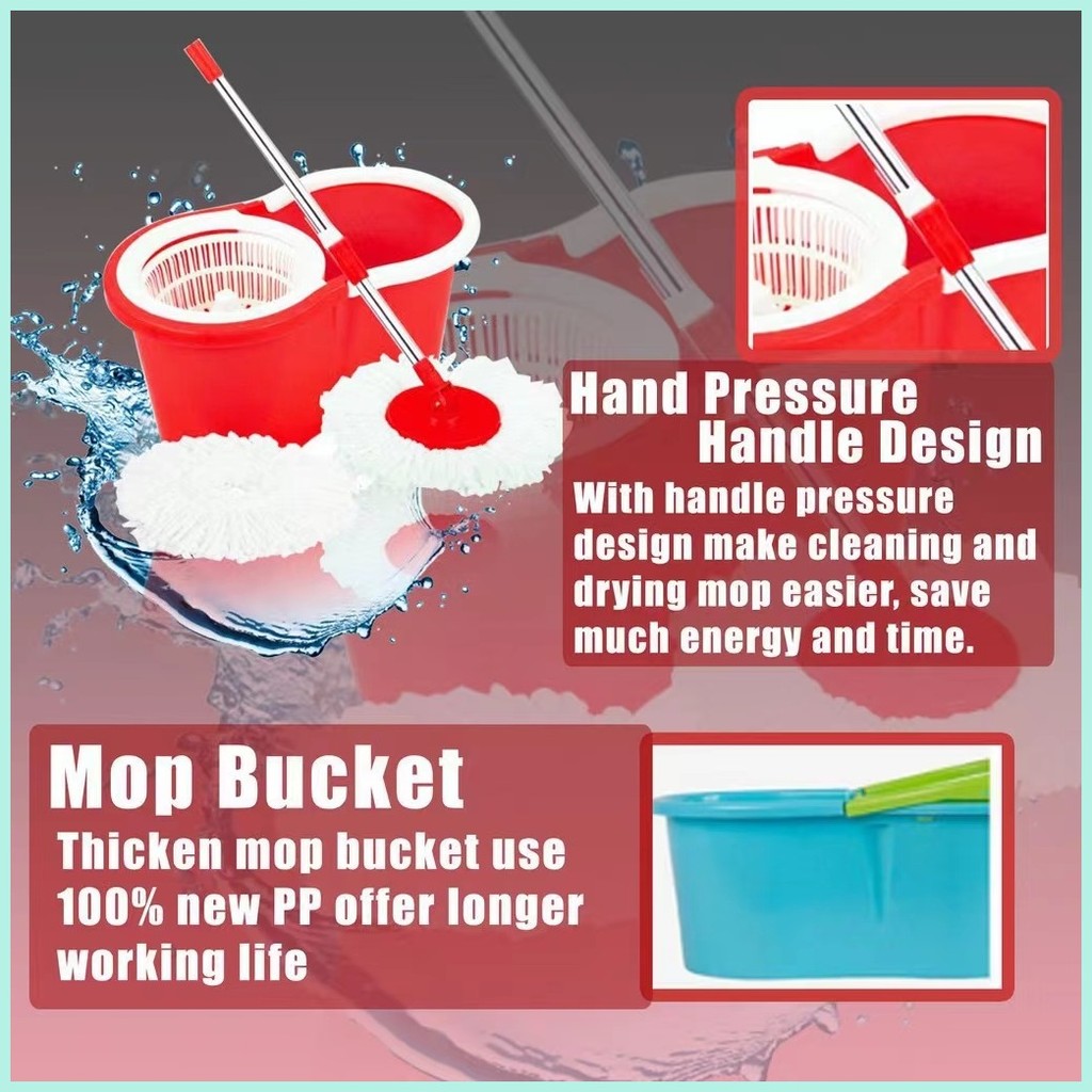 Spin Mop With Spinner and Bucket Magic Tornado Mop 360 ° Easy Rotating ...