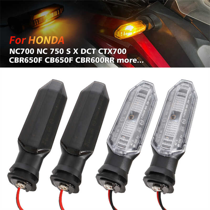 Clignotants LED Pour Moto CB500X, CB500F, CBR600RR, NC700, Etc. - 2 Paires, Transparents, 12V - 14