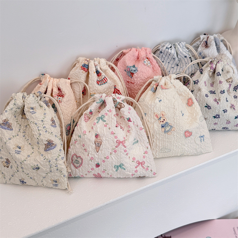 Cute Cartoon Drawstring Drawstring Pocket Portable Sundries mini ...