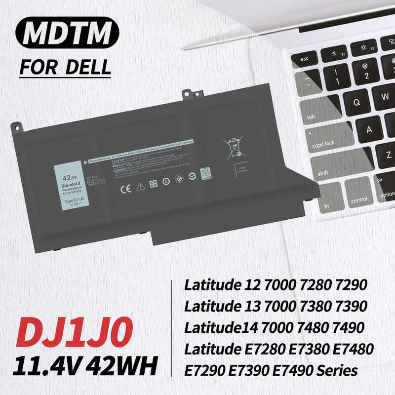 DJ1J0 2e 42Wh 3Cell Laptop Battery for Latitude 12 7280 7290 E7280
