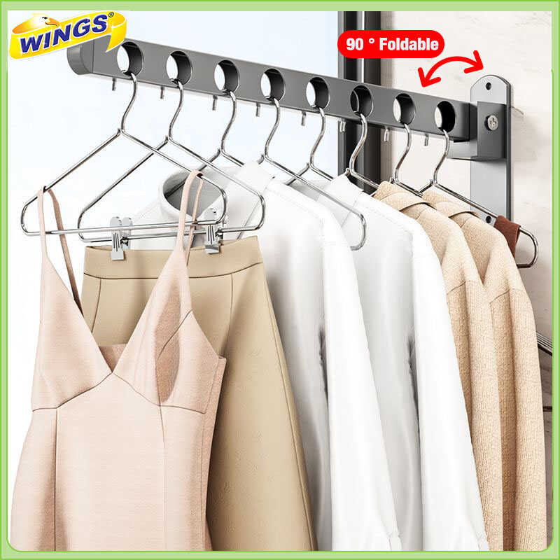WINGS 10 Holes Folding Rack Non Punching Retractable Wall Mount for ...
