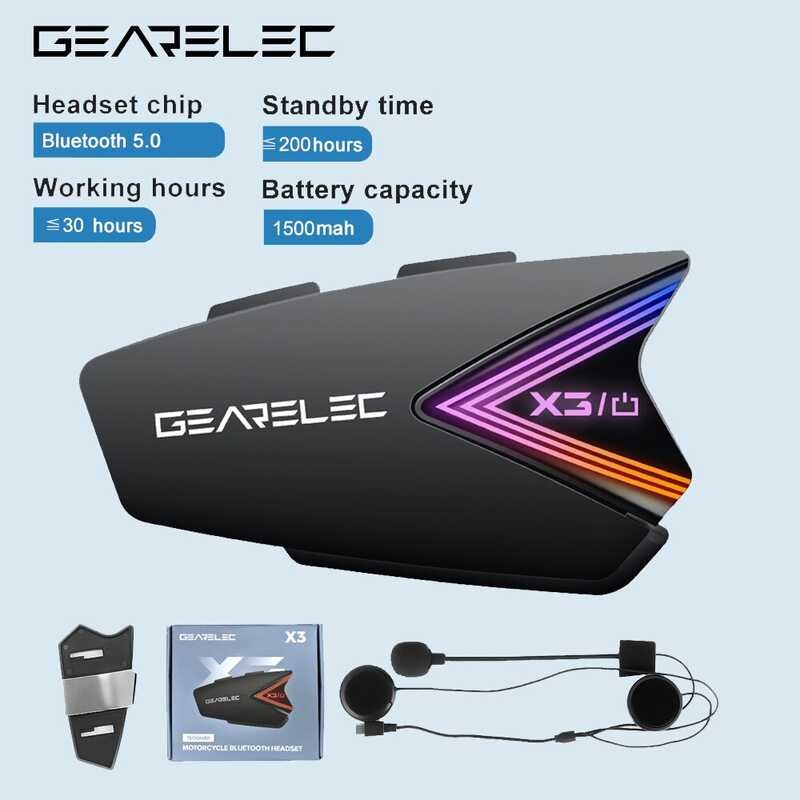 Curated visual reference: Visual Reference: X3 Gearelec Motorcycle Helmet Headset Wireless Bluetooth Earphones Ip65 Waterproof