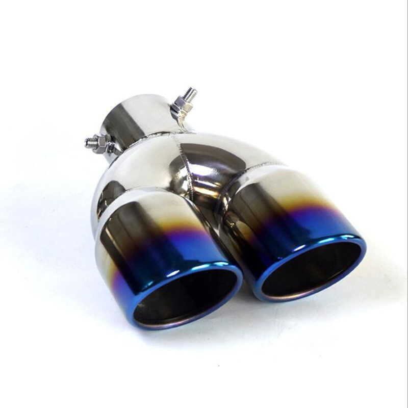 Universal Inlet Double-Barrel Rear Exhaust Tip Tail Pipe Muffler Outlet ...