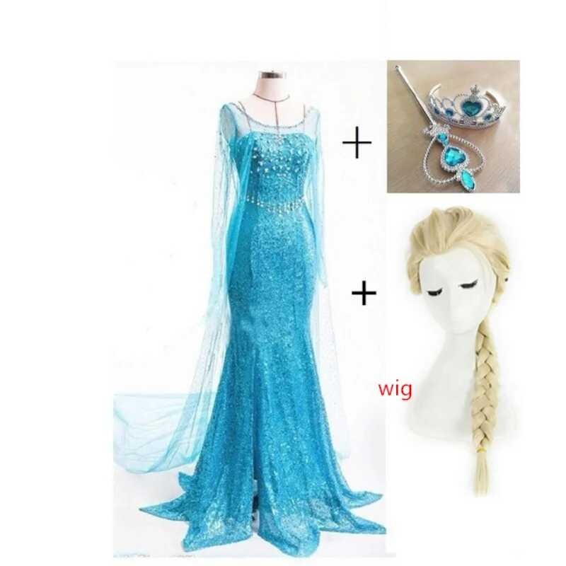 ZXH Mga Adult Women Snow Queen Elsa Prom Costume Cosplay Party Gown ...