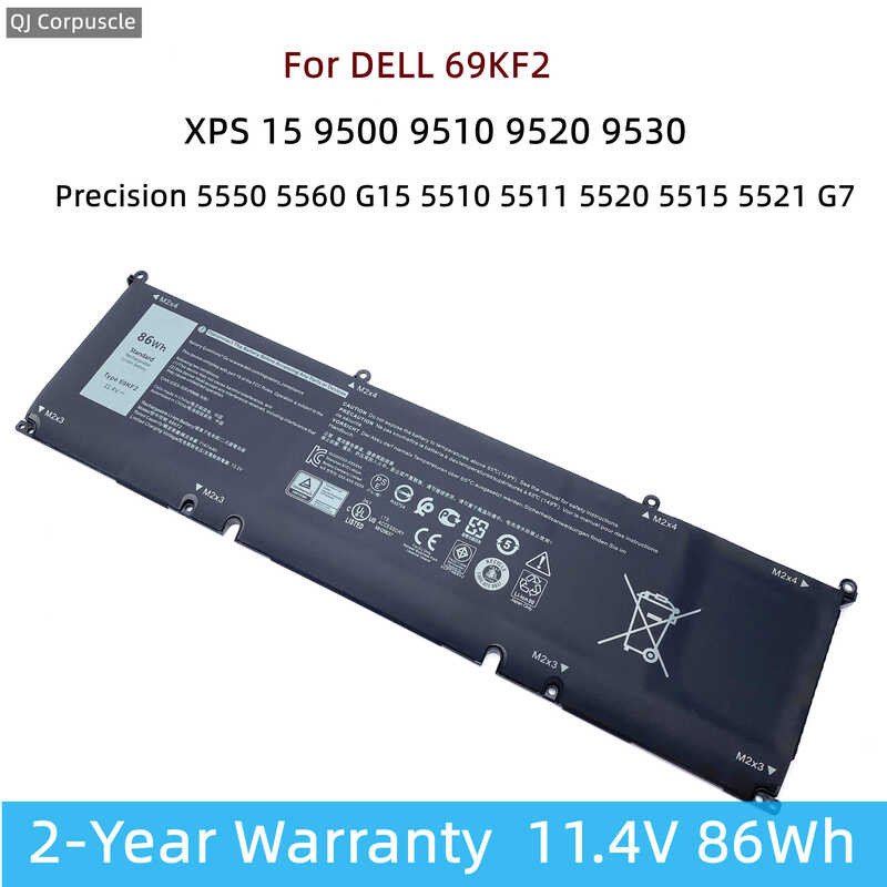 Laptop 69Kf2 Battery For XPS 9500 9510 9520 9530 Precision 5550 5560 ...