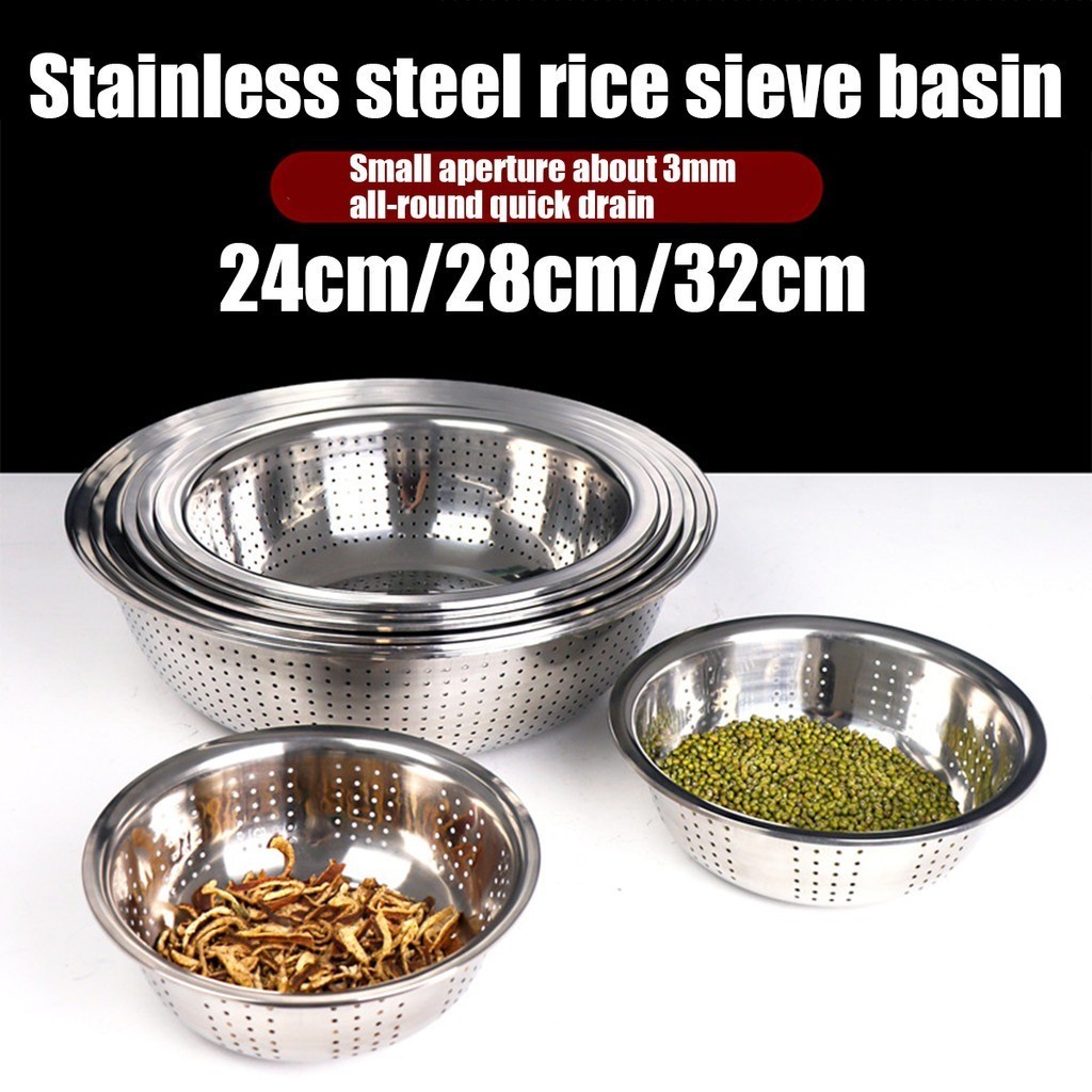 Stainless Steel Rice Sieve Strainer Fruits and Vegetables Colander ...