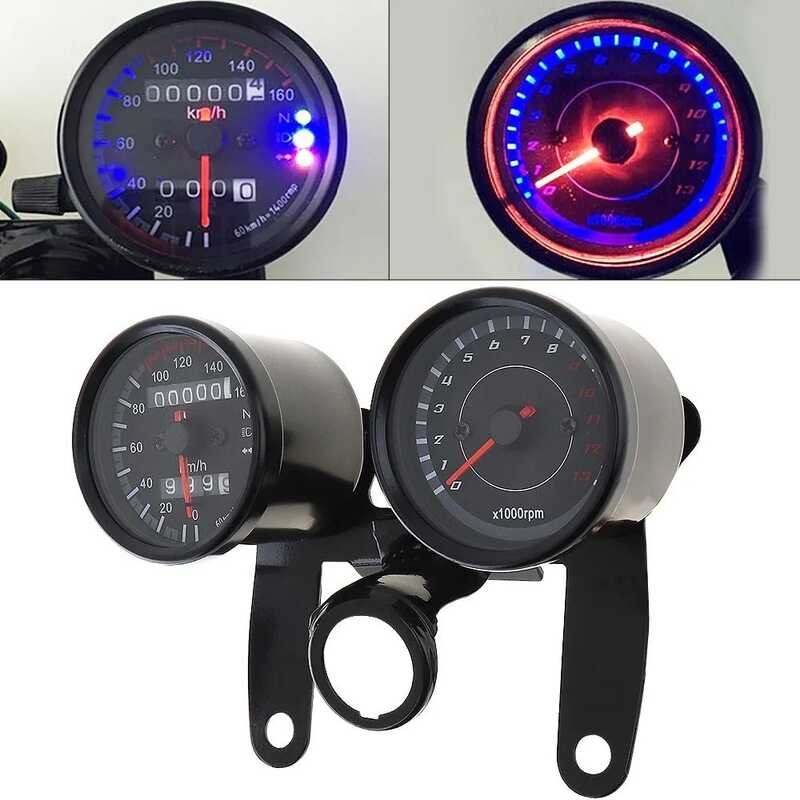 Universal Motorcycle Speed Odometer Digital Speedometer Tachometer LED ...