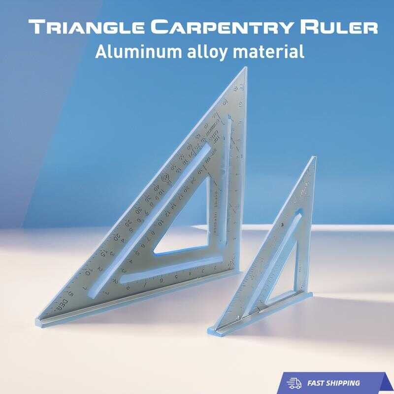 7 Inch & 12Inch Aluminium Alloy Right Angle Triangle Carpentry Ruler ...