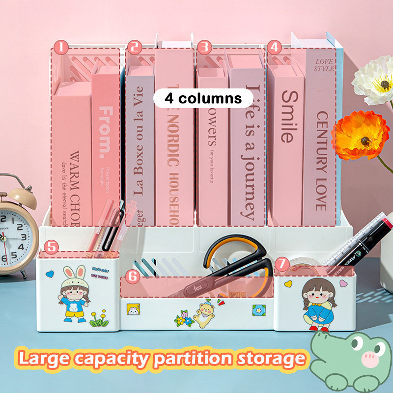 Office File Holder 4 Column File Storage Multi-functional Books Pencil ...
