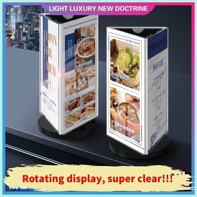 Acrylic Desktop Menu Holder 360 Degree Rotating Menu Display Stand ...