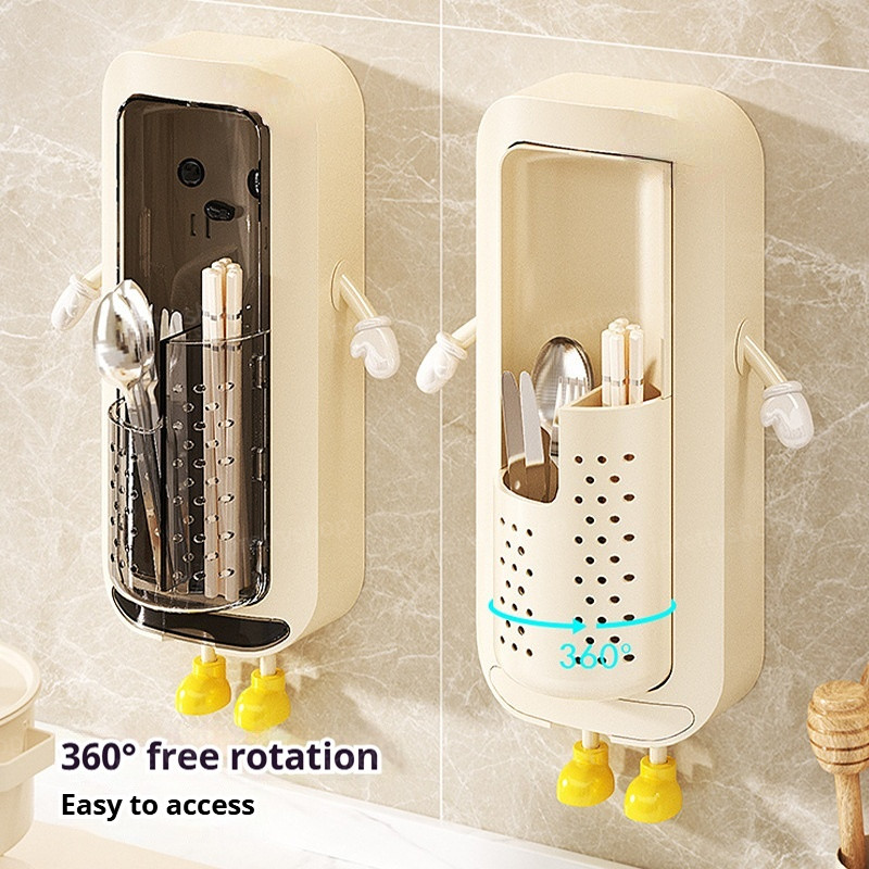 360° Rotating Drainage Rack Kitchen Racks Toothbrush Drain Wall Mounted ...