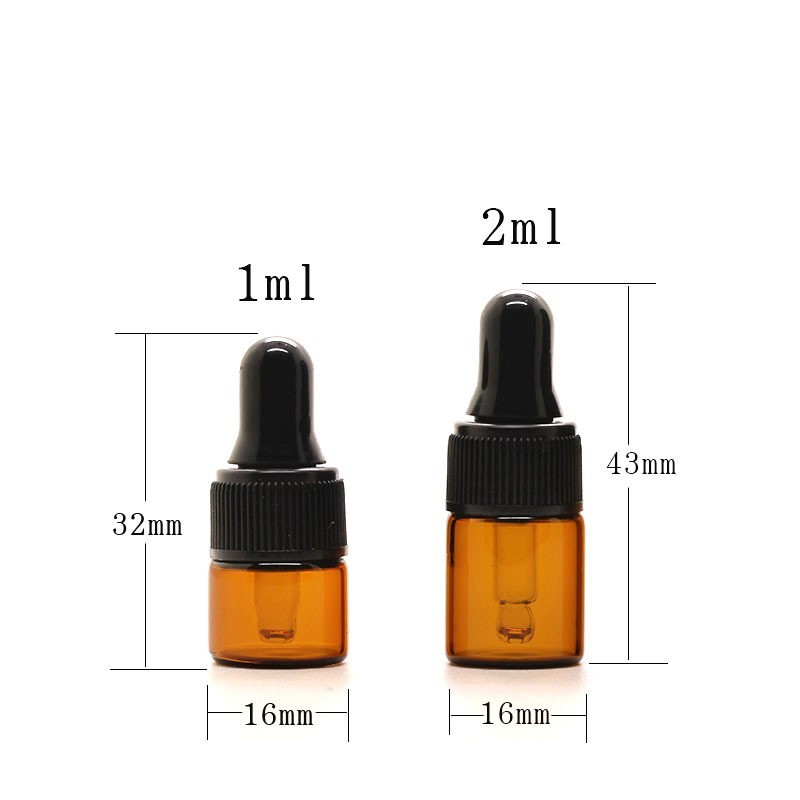 10 Pieces 1ml 2ml 3ml 5ml Amber Glass Dropper Bottles Glass Mini ...