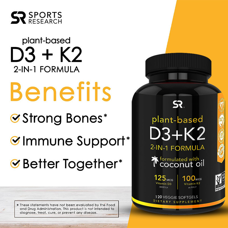 Vitamin K2 + D3 and organic coconut oil for better absorption 2in1