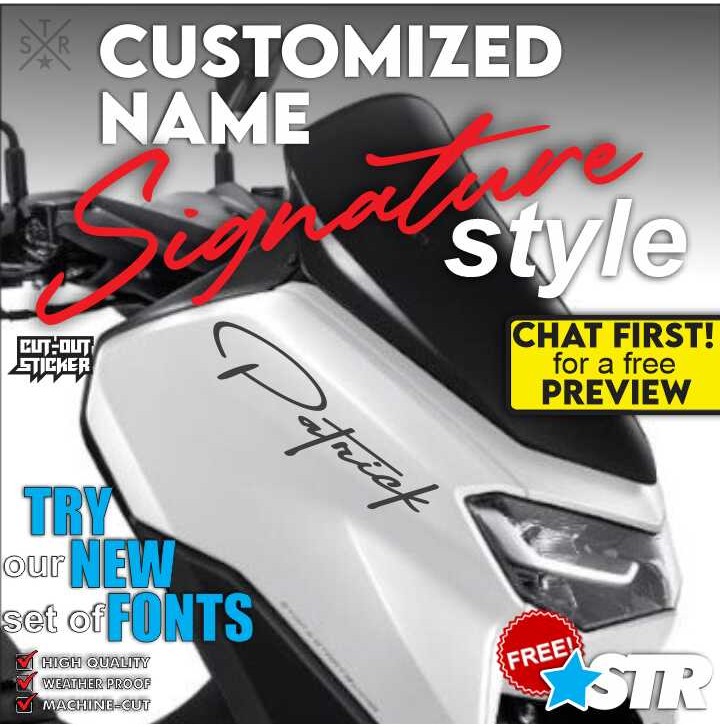 CUSTOMIZED PERSONALIZED NAME STICKER SIGNATURE STYLE WATERPROOF ...