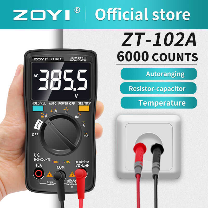 Digital ZOYI ZT102/102A Multimeter 6000 Counts Electrical Meter
