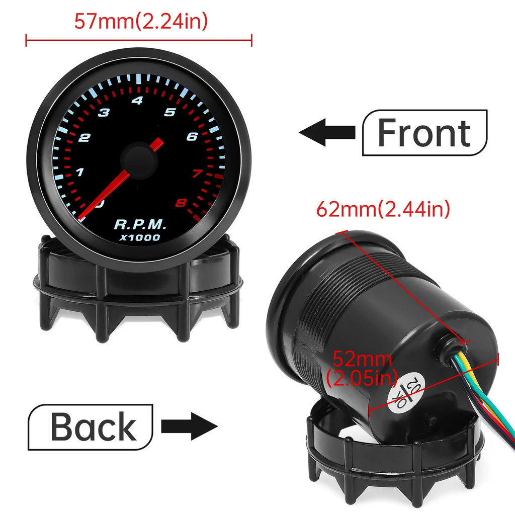 Universal Car 52Mm Len Tachometer RPM Turbo Boost Bar Vacuum Water Temp ...