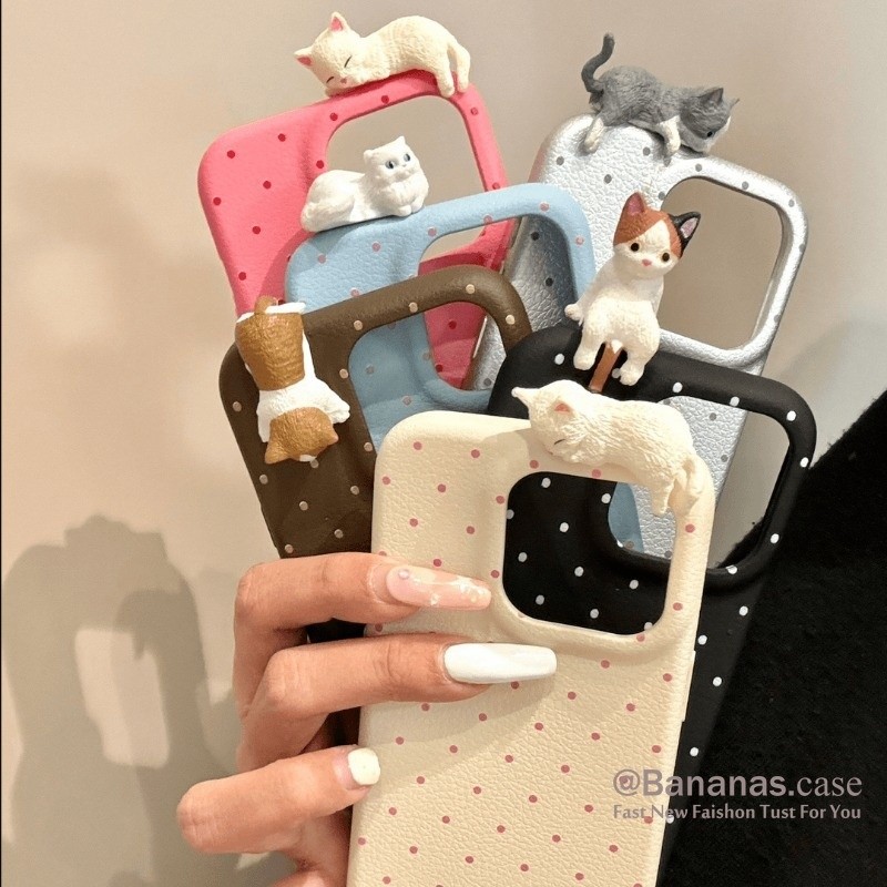 iPhone 16 15 14 13 12 11 Pro Max X Xr Xs Max Phone Case 3D DIY Cat