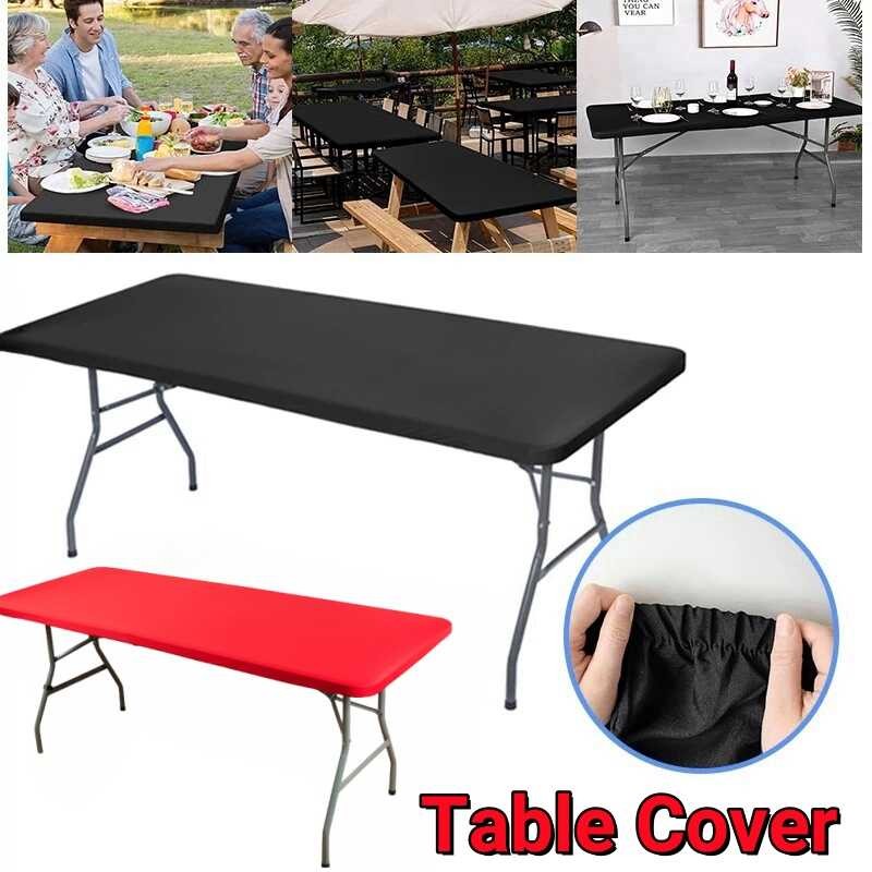 4/6 Ft Elastic Fitted Fabric Rectangle Cloth Folding Tables Washable ...